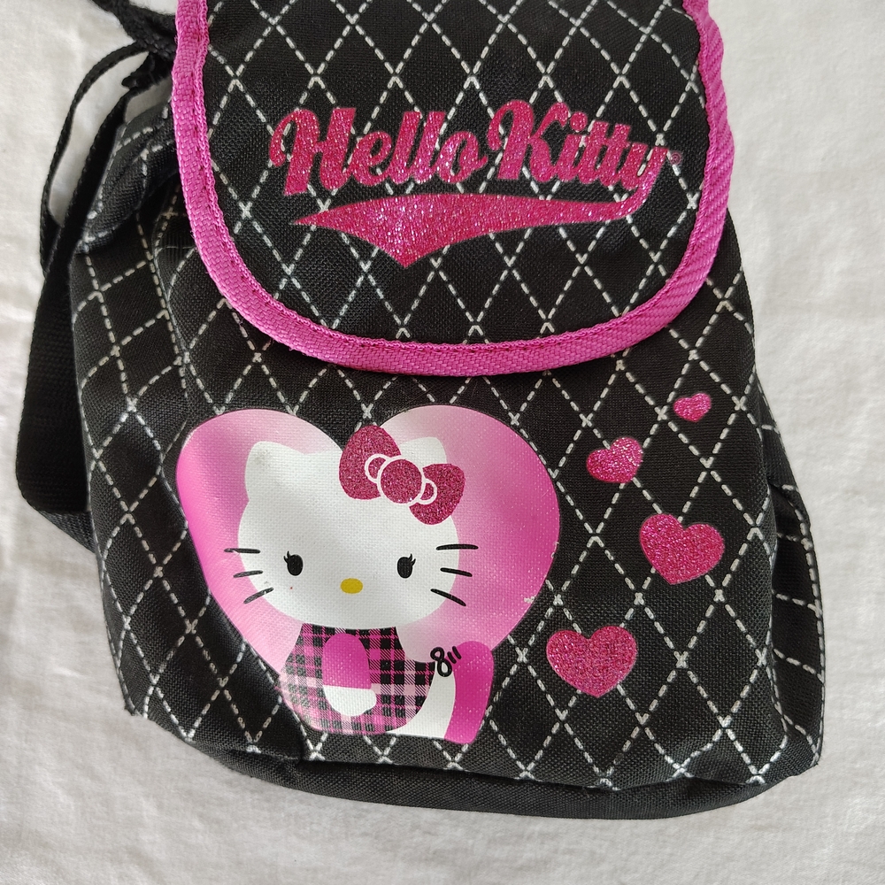 Hello Kitty Black and Pink Quilted Mini Bag 10x9"